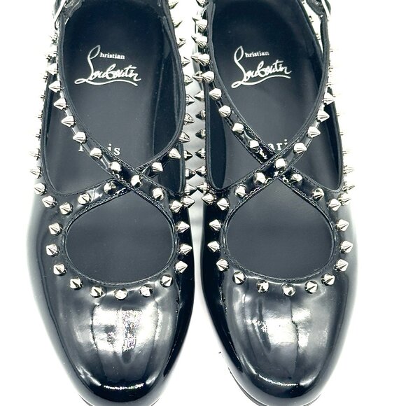 Christian Louboutin PILOUTA JANE SPIKES FLAT Criss Cross Ballerina - Picture 9 of 16